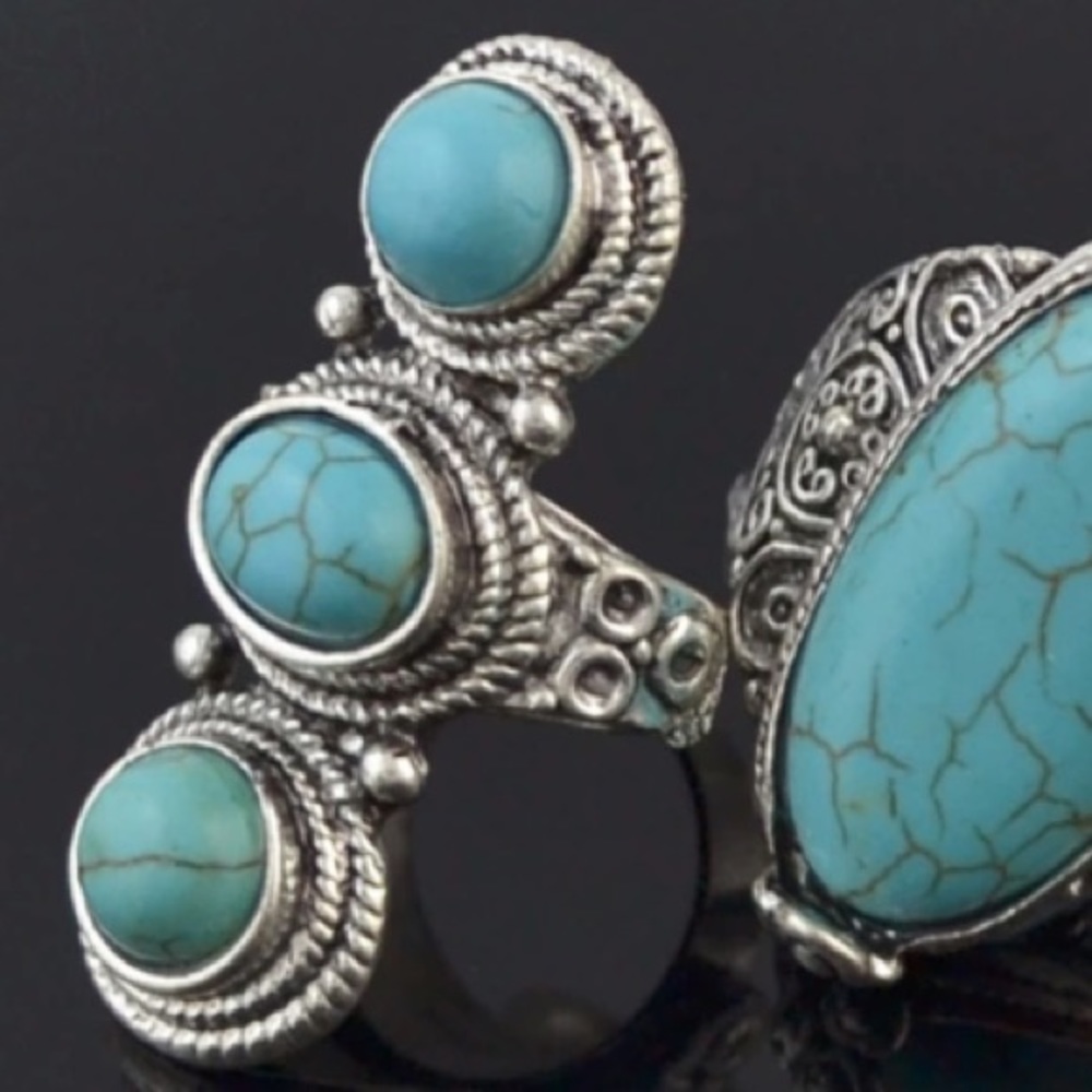 New! Turquoise Stone Ring - Picture 7 of 9